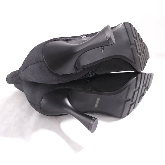 NEW Satin Lotus Black Pointed Toe Ankle Boot Bootie Rhinestone Buckle Sz 7.5 - Picture 8 of 10